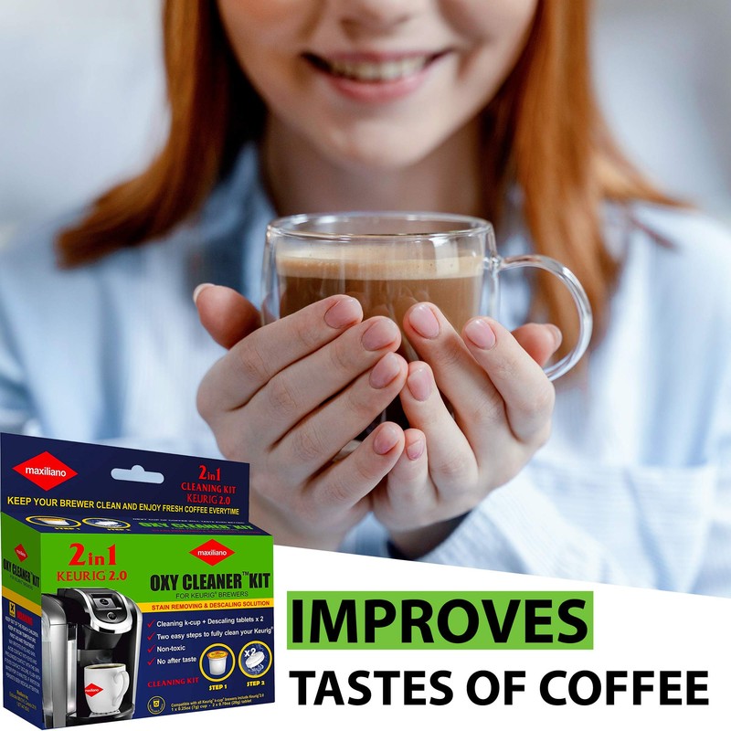 Maxiliano Descaling Kit Compatible with K-cup 2.0 Keurig Brewers, Biodegradable,