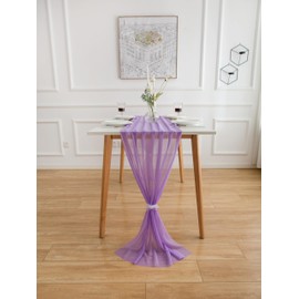 AOKSUNONA Table Runner Chiffon Purple Runner 27x118 Inch Table Runner Cheesecloth for Wedding Bridal Baby Shower Table Decoration