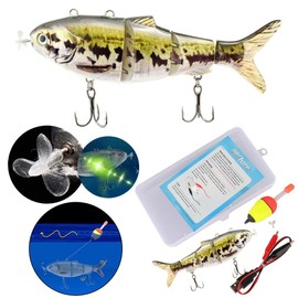 Robotic Swimming Fishing Electric Lures USB Rechargeable Lures Multi Jointed Swimbaits with LED Light Hard Lures Fishing Tackle