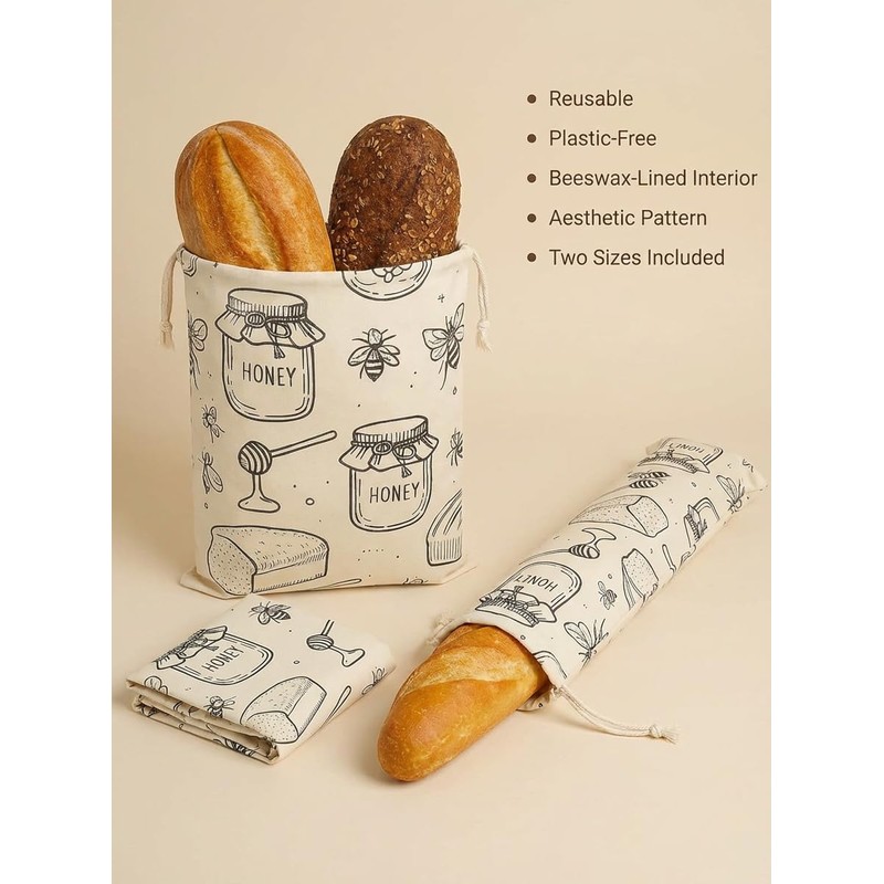 Loaf Locker Reusable Beeswax Bread Bags Set – Small 16x12