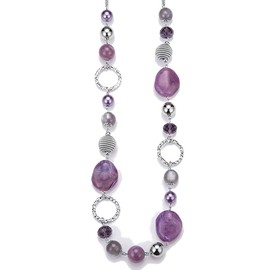 BULINLIN Long Beaded Silver Necklace for Her Crystal Bead Sweater Chain Fashion Jewelry Necklace Birthday Gifts for Women Mum(Purple)