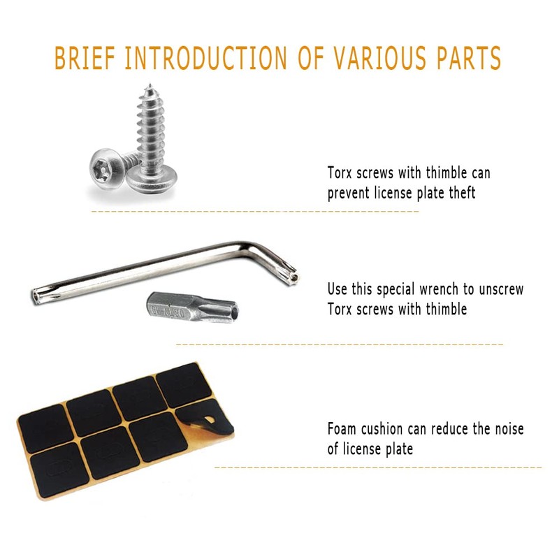 Anti Theft License Plate Screws, Anti Theft License Plate Frame
