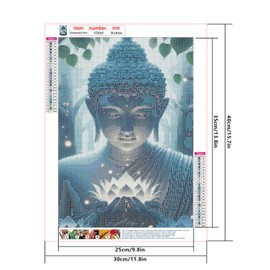 SHEGZHUC Diamond Painting Buddha Zen 30 x 40 cm Diamond Painting Religion Diamond Painting Lotus Leaves Green Mosaic Diamond Painting Art Embroidery Cross Stitch Pictures Gift Wall Decoration