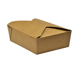 HOT BARGAINS 75 X 26oz (739ml - No.6a) Takeaway Food Boxes Cardboard Leak Proof Design Biodegradable Kraft Food Containers Size No.6a (185/155x90/66x55mm-739ml/26oz) (75)