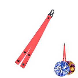 Cheerleading & Dance Pom Pom Holder - Neck Strap for Convenient Cheering Ball Webbing Buckle Design for Sports Events (Red)