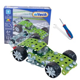 Eitech 00256 Metal Construction Kit - Racer Green, Racing Car Construction Set, 122 Components for Children from 6 Years, Toy Car, Sports Car Model Kit