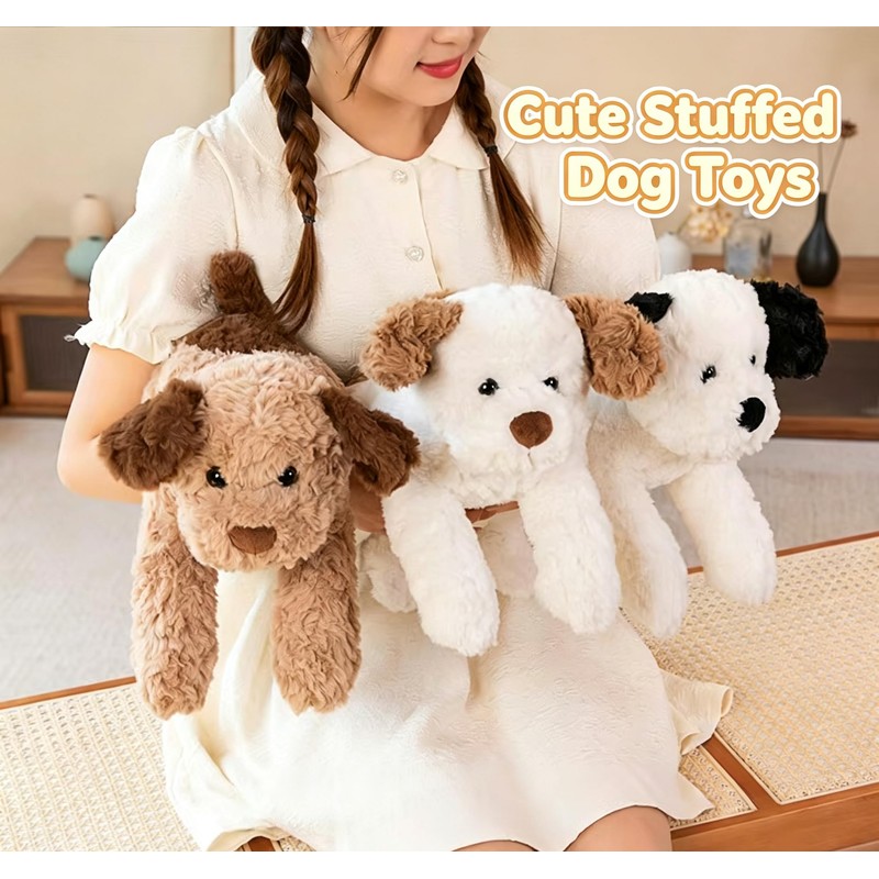 15" Puppy Stuffed Animals, Brown Dog Animals Plush Toys for