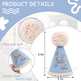 Agvgaza Half Birthday Hat -Baby 1/2 Birthday Cone Hat,Six Months Decorations,Party Hat Outfit for Girls/Boys (Blue)