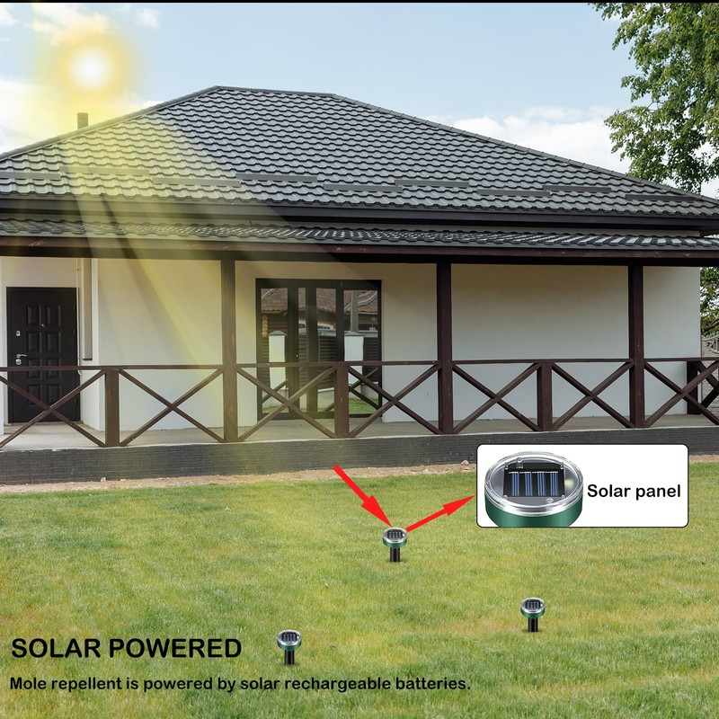 Mole Repellent 10 Packs Solar Powered, Vole Repellent Waterproof Outdoor