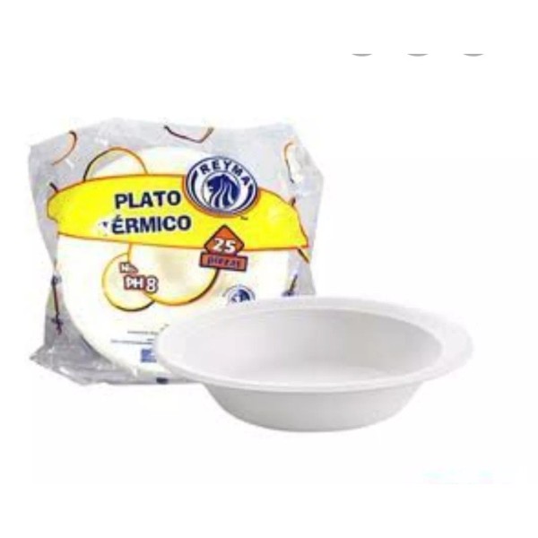 Reyma 100 Pz Platos Pozoleros Hondo Ph8 Térmico Unicel Desechable