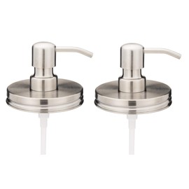 Jarmazing Products Wide Mouth Stainless Steel Mason Jar Soap Dispenser Lids - Two Pack - for All Wide Mouth Canning Jars