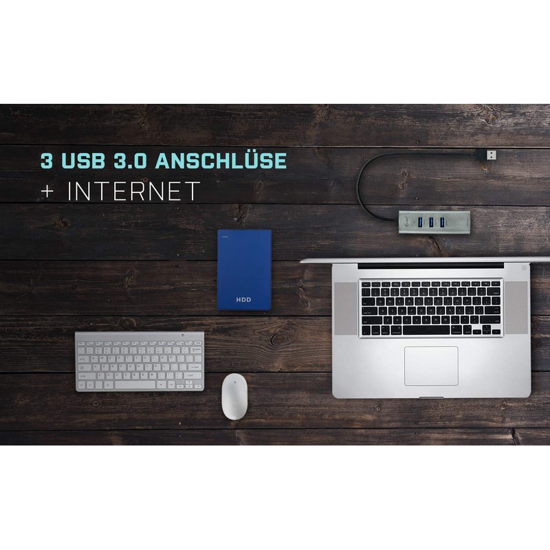 i-tec USB 3.0 Metal 3-Port USB HUB mit Gigabit Ethernet