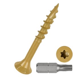 DTGN #8x1-1/2 Deck Screws - 300Pack - Good for Decks, Fences, Frames, Farms, Outdoor Furniture - Carbon Steel Wood Screws W/ T25 Torx Star Drive Bit - Tan