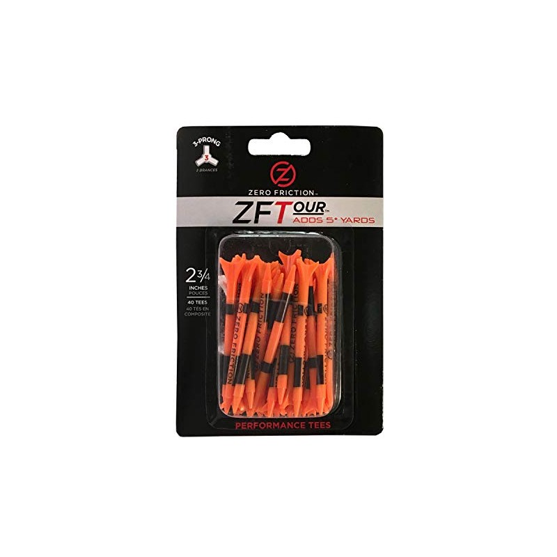 Zero Friction Tour 3-Prong Golf Tees (2-3/4 Inch, Orange, Pack