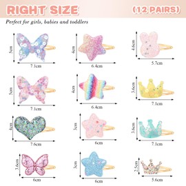 Yeomju Pack of 24 Hair Clips for Girls, Star Crown Butterfly Hair Clips, Metal Snap Hair Clips, Hair Pins, Sparkling Fashion Hair Clips, Styling Y2k Accessories