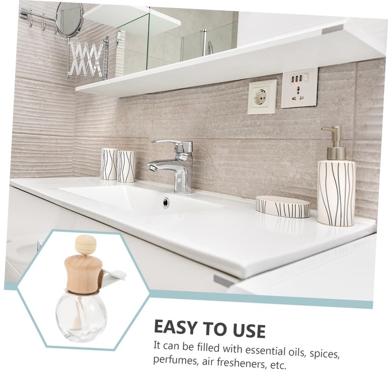 Ipetboom 6Pcs Car Bottles Diffusers with Wooden Lids Rotatable Essential