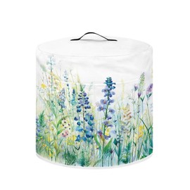 NETILGEN Insulated Pressure Cooker Appliance Cover, Also Fit for Rice Cooker, Air Fryer and Crock Pot, 6 Qt Dust Cover with Pocket for Spoon/Cooking Utensils/Recipes, Blue Green Floral
