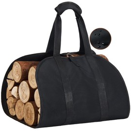 Firewood Carrier, Waterproof Oxford Fabric Firewood Bag, Large Log Carrier for Firewood, Fireplace Accessories Storage, Comfortable Wood Carrier with Handles, D-ring Fire Wood Holder