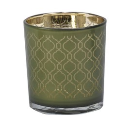 Biedermann & Sons Pillar Candle Holders Laser Etched Glass, Set of 6, Olive Green Zen