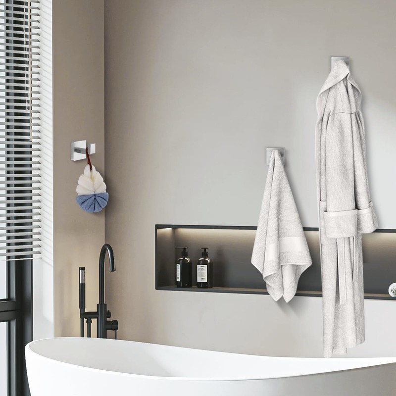 warlve Brushed Nickel Towel Hooks for Bathrooms, Heavy Duty Wall