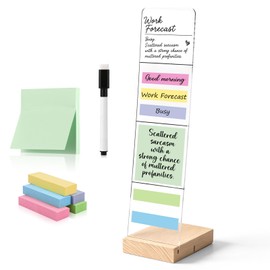 Affrolling Monitor Memo Board with Removable Wooden Base Acrylic Portable Memo Notes Holder Desk Accessories Organizer with 600 Sheets Reminder Notes Office Desk Decor Gift(Work Forecast)