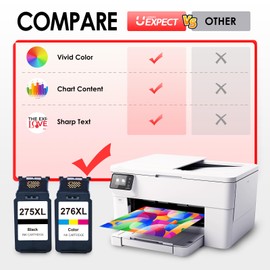 PG-275XL/CL-276XL Remanufactured Ink 275 276 Replacement for Canon 275 and 276 Ink Cartridges Combo Pack Fits for Canon Printer PIXMA TR4720 TR4700 TR4722 TS3522 TS3500 TS3520, 275XL Black 276XL Color