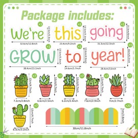 Mooliwe Cactus Goal Setting Bulletin Board Growth Mindset Succulent Potted Plant Classroom Decorations Cactus Positive Affirmations Cutouts for School Classroom Wall Door Decor Supplies