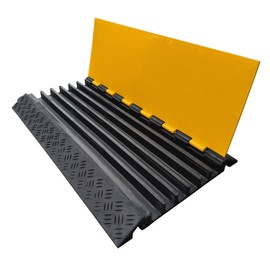 F COME 6 Channel Heavy-Duty Rubber Cable Ramp, 22,000 lbs Load Capacity Cable Protector Ramp, Hose & Cord Cover for Indoor & Outdoor Driveway, Garage, Stage, Warehouse