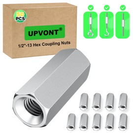 UPVONT Hex Coupling Nuts, Rod Coupling Nuts 1/2"-13 UNC, 1-3/4" Length (50 PCS), Ideal for Threaded Rods & Studs, 1.75-Inch Length with Zinc Plating (50 PCS)
