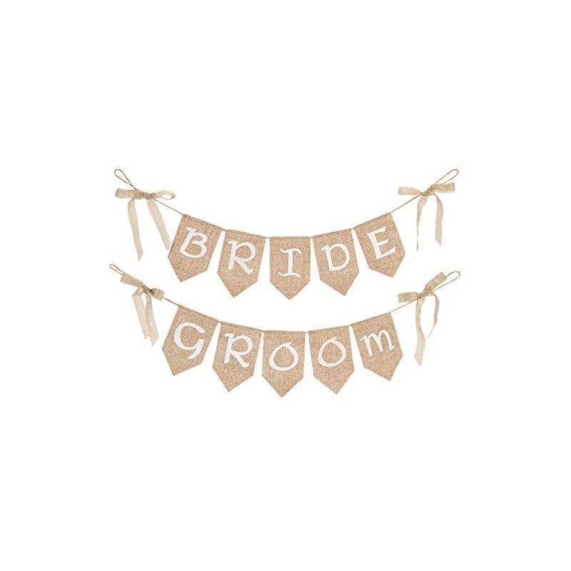 Darice David Tutera Burlap Set Bride Groom Banner, Natural