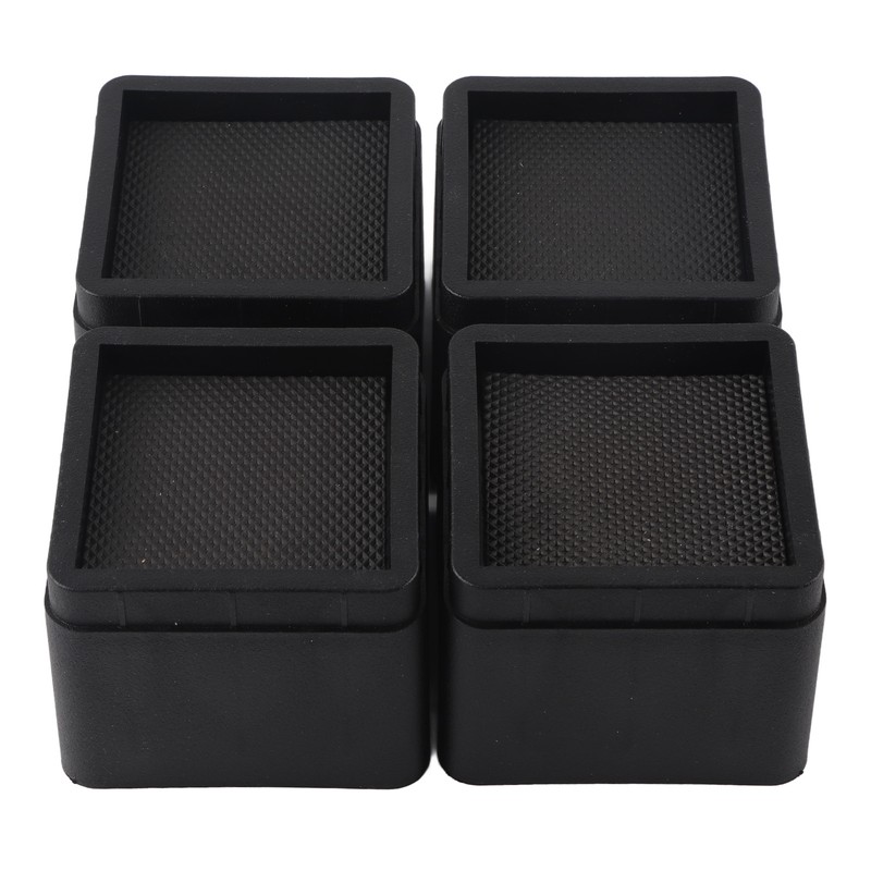 4PCS Durable Stackable Bed Risers Black Square MoisturE proof Insect