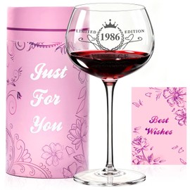 L&J Home - Regalos de cumpleaños 40, copa de vino grabada clásico de 1986 para mujeres, decoraciones de feliz cumpleaños 40, ideas divertidas de regalo de cumpleaños para ella, hermana, amigas, hija