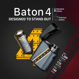 OLIGHT Baton4 Premium Edition EDC Flashlight 1300 Lumens with Type-C Charging Case, Powered by Rechargeable Battery, Small LED Flashlight IPX8 Waterproof for Camping (Fighter Pilot)