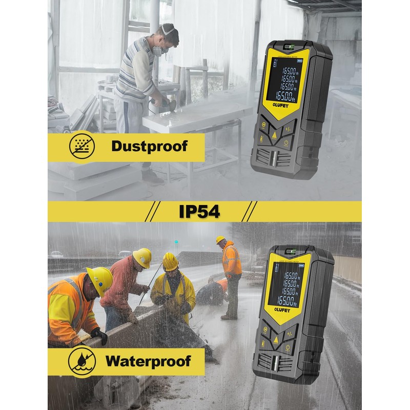 Laser Measure, OLUFEY 165ft Laser Distance Meter with 2 Bubble