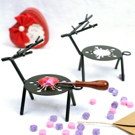 Wax Seal Warmer Wrought Iron Sealing Wax Furnace Sika Deer Shape Melting Wax Tool for Wax Envelope Seal Stamp Letter Crafts