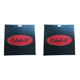 Peterbilt Motors 24" x 24" Poly 1/8" Thick Semi Truck Black & Red Mud Flaps-Set of 2
