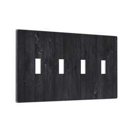 LuHuoLu Decorative Switch Plate Covers Vintage Black Wood Plank Wooden Board 4 Gang Light Switch Cover Plate Quad Toggle Wall Plate Outlet Covers for Farmhouse Bedroom Home Decor