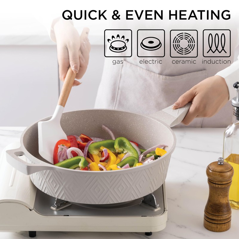 Country Kitchen Non-Stick Cast Aluminum Cookware Set - Durable Kitchen