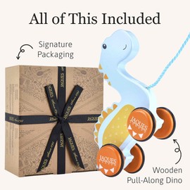 Jaques of London Wooden Pull Along Dinosaur Toys | Toddler Wooden Toys for 1 Year Olds | Dinosaur Toy for Boys & Girls | Since 1795