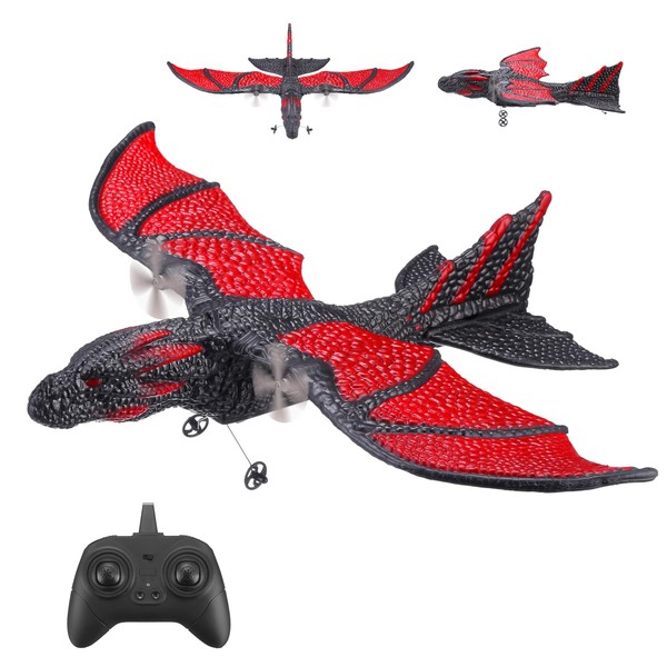 Joykey RC Plane for Beginners, Remote Control Dragon Airplane, 2-CH Read to Fly Dragon & 6-axis Gyro Stabilizer, Two Rechargeable Batteries, Easy to Fly for Adults, Boys & Girls