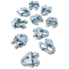 10Pcs. Wire Rope Clamp U-Shape Cable Clip – Steel Saddle Fastener for Securing and Tensioning Wire Grip Ropes (8mm)