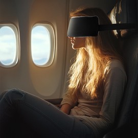 FwQoFvk Airplane Head Strap Portable Headrest Pillow With Adjustable Buckle - Space Saving Travel Sleeping Pillow, Eye Masks - Stops Heads Bobbing for Car and Plane Travel