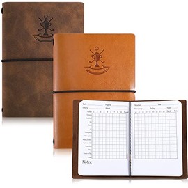 Chinco Leather Golf Scorecard Book Golf Journal Golf Score Book Holder Golf Pocket Book for Sports and Outdoor Golf Club Accessories (Yellow, Brown,2 Pieces)