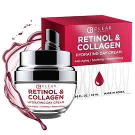 Clear Beauty- Hidratante facial diario con retinol y colágeno probado por dermatólogos, reduce arrugas, líneas finas y arrugas.                       