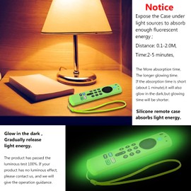 PINOWU [2 Pack] Pinowu Firestick Remote Cover Case (Glow in The Dark) Compatible with Firetv Stick Alexa Voice Remote 3rd Gen, Silicone Sleeve with Wrist Strap (Green & Blue)