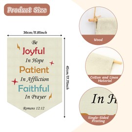 Christian Bible Verses Art Hanging Pennant Flag Banner Religious Scripture Decor Inspirational Gifts Wall Sign Decor for Nursery Bedroom Kids Boy Girl Christmas Birthday Gift Cotton Linen