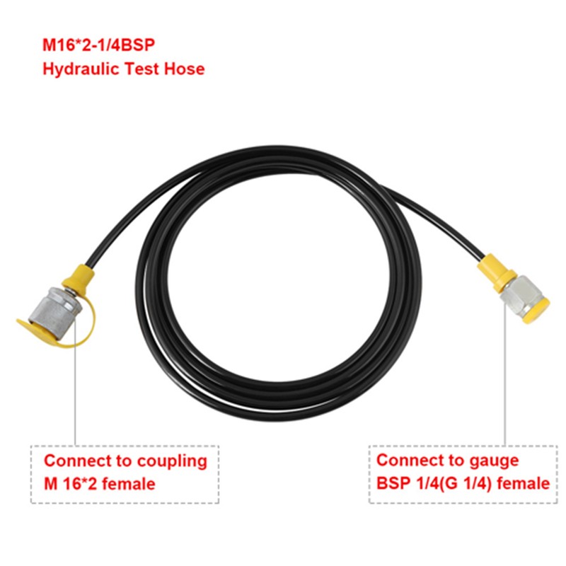 1 PCS Hydraulic Pressure Test Hose 2.0m/6FT (M16*2-1/4BSP)Testing Coupling Point