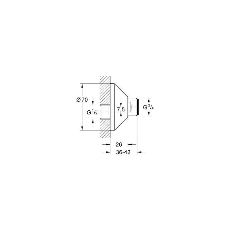 GROHE 12001000 S-Connector 1/2-Inch x 3/4-Inch Can be Adjusted by