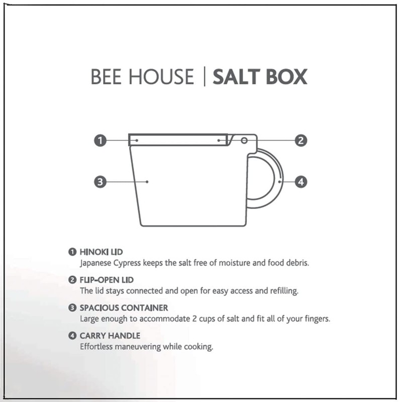 Zero Japan Bee House Premium Salt Box with Hinoki Lid