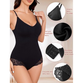 SURE YOU LIKE Shapewear Bodysuit for Women Tummy Control Seamless Full Body Shaper Butt Lift Adjustable Straps